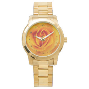 Montre fleurs de rose jaune