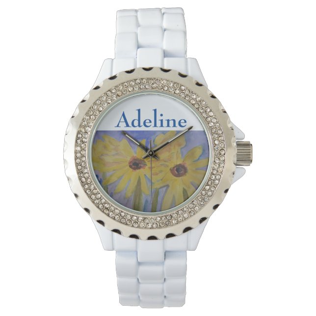 Montre Fleurs de soleil jaunes d'été personnalisées (devant)