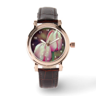 Montre Fleurs De Tulipes Roses Avec Arroses