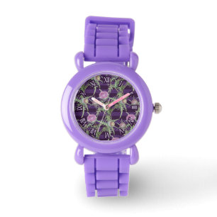 Montre fleurs de violette chardon
