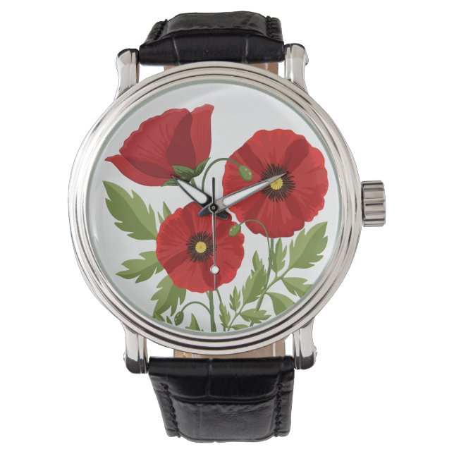 Montre Fleurs d'été joyeuses floraison de pavot (devant)