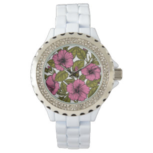 Montre Fleurs d'hibiscus roses