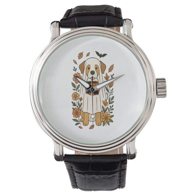 Montre Fleurs d'hiver du Labrador d'Halloween (devant)
