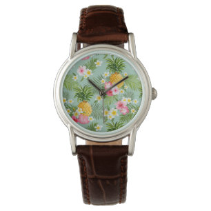 Montre Fleurs et ananas tropicaux
