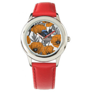 Montre Fleurs et fleurs de pavot orange 2