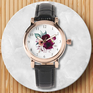 Montre Fleurs Florales Violettes Bohème Vintage Aquarelle