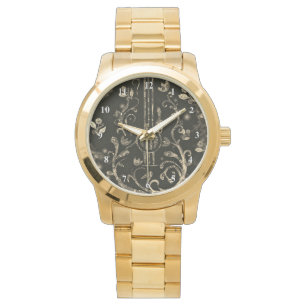 Montre Fleurs Guitare Art - Golden