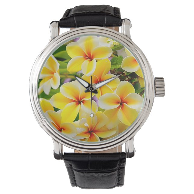Montre fleurs lilas jaune (devant)