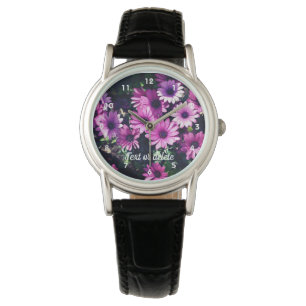 Montre Fleurs marguerites violettes africaines personnali