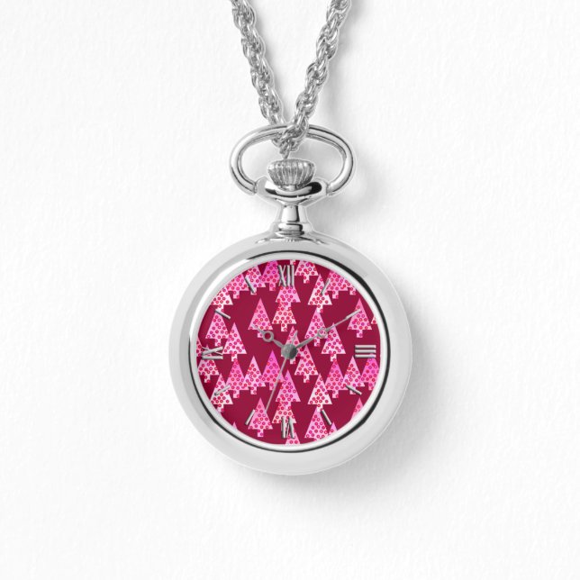 Montre Fleurs modernes arbres de Noël - vin & rose (Recto)