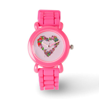 Montre Fleurs multicolores vintages arrière - plan rose c