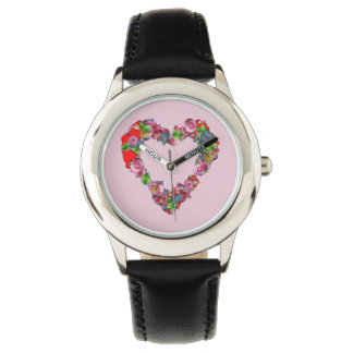 Montre Fleurs multicolores vintages arrière - plan rose c