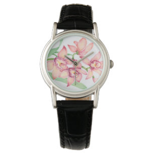 Montre Fleurs roses d'aquarelle