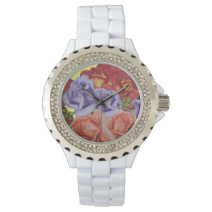 Montre fleurs roses rouges et bourgeons roses fleurs flor