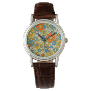Montre Fleurs super rétro 60s les années 70 motif floral