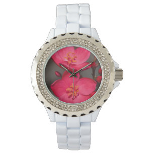 Montre Fleurs tropicales rouges et roses de Fidji