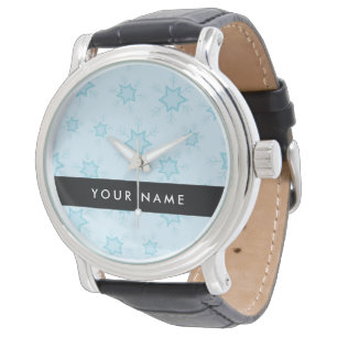 Montre Flocons de neige bleu glace, Votre nom, Personnali