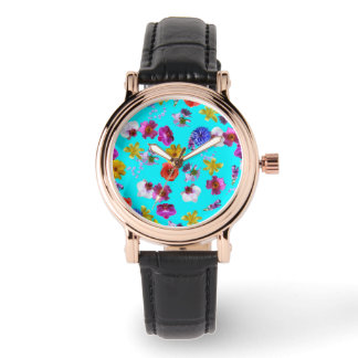 Montre Floral Bleu