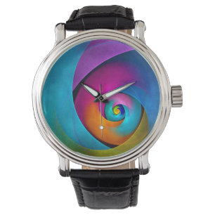 Montre Floral moderne Art Abstrait rose Bleu Motif #17