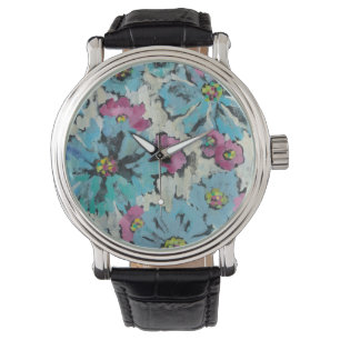 Montre Floral rose et bleu graphique