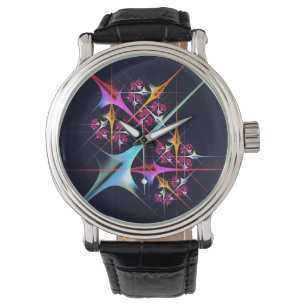 Montre Floral rose moderne Art Abstrait Couleur Motif #01