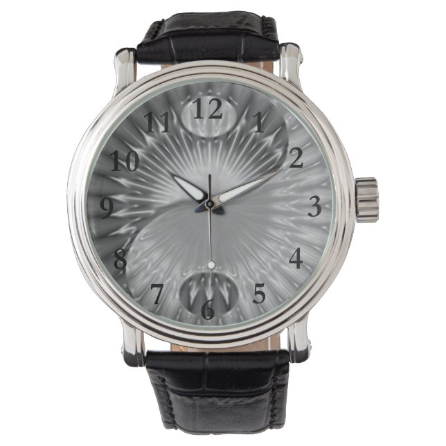 Montre Floral Yin Yang noir et blanc (devant)