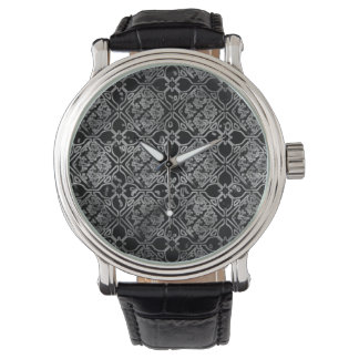 Montre florale Gris et Noir