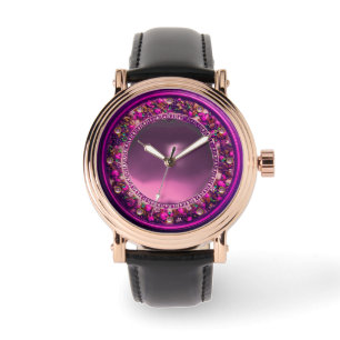 MONTRE FLORENTINE FUCHSIA PURPLE FLORAL CROWN, GEM ROSE