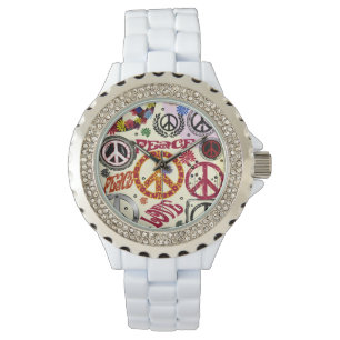Montre Flower Power Peace & Love Hippie Watch