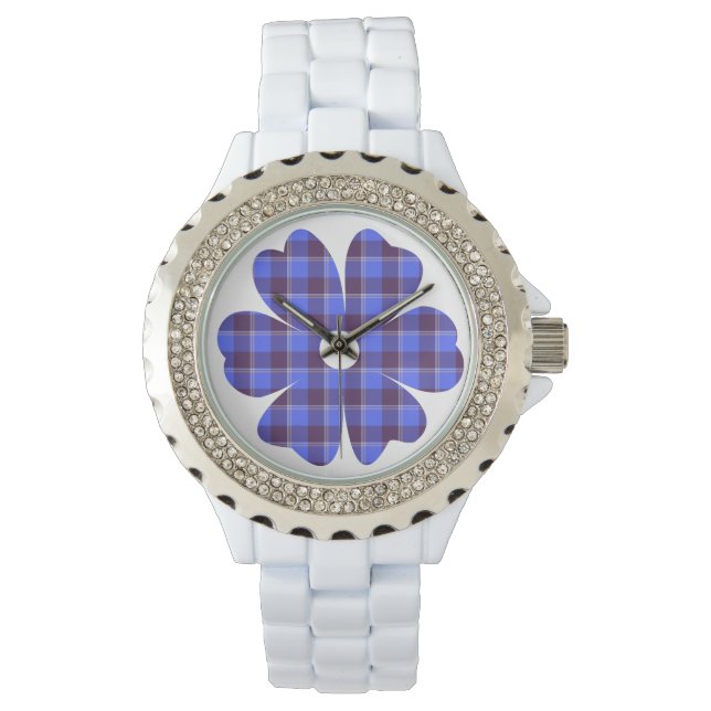 Montre Flower Shape Plaid Blue Cornflower (devant)