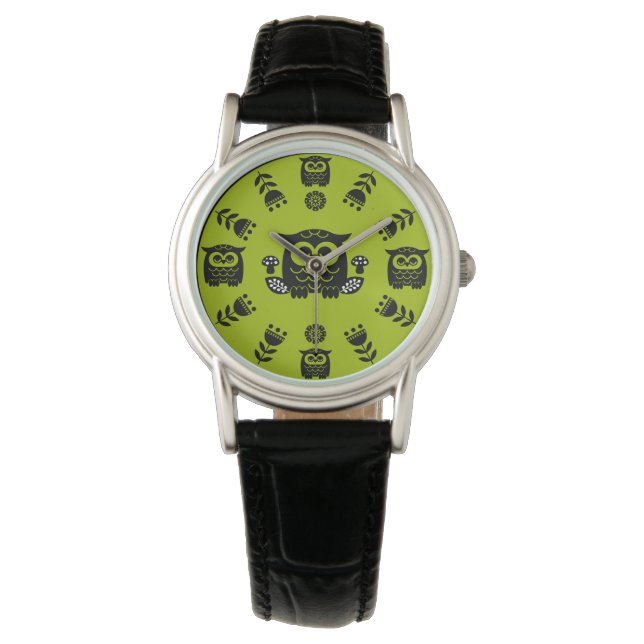 Montre Folk Art Nordic Owl (devant)