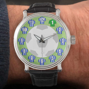 Montre Football Watch - avec Chemises à rayures bleues et