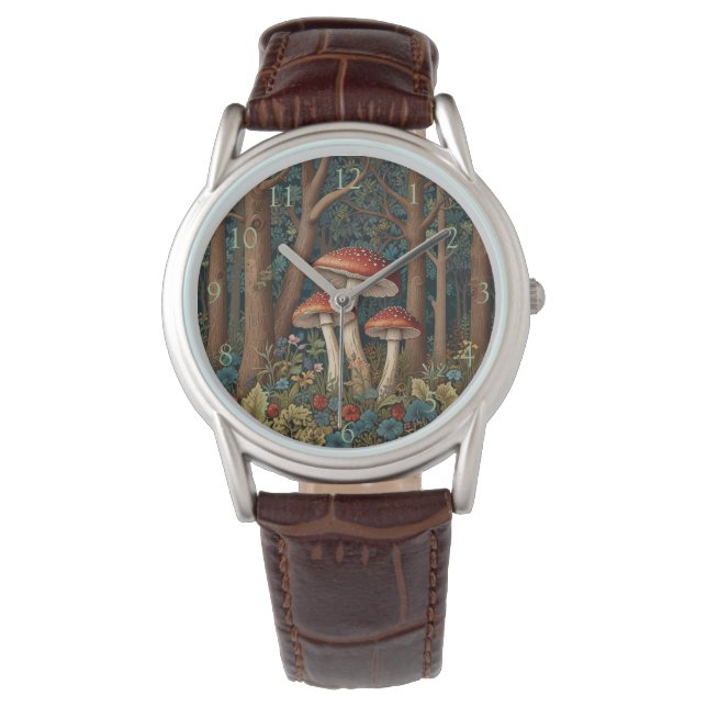 Montre Forêt boisée de champignon boho élégant (devant)