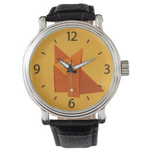 Montre Fox mignon jaune d'origami
