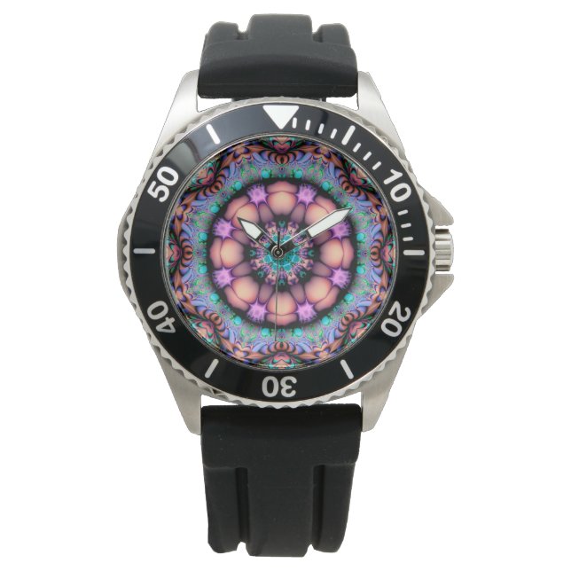 Montre Fractal Mandala Floral Psychedelic (devant)