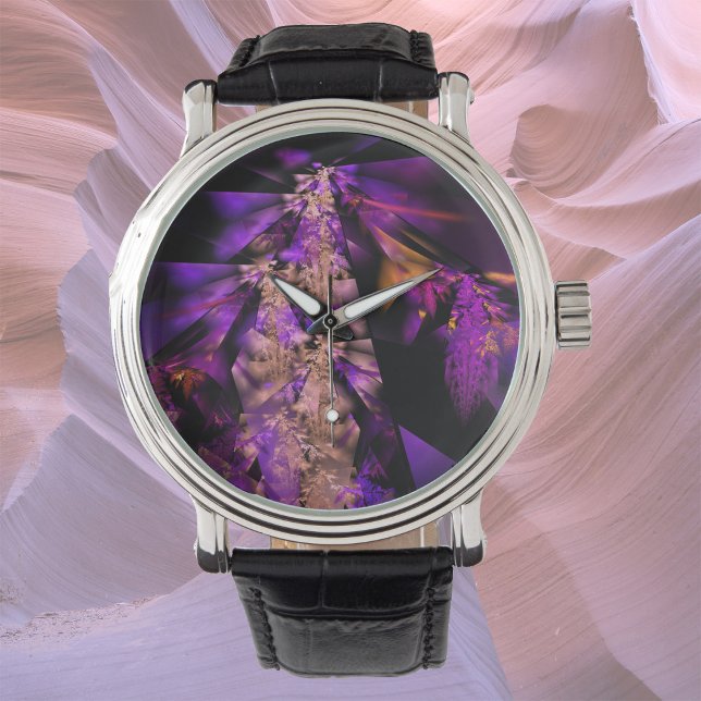 Montre fractale moderne en noir et violet (Créateur téléchargé)