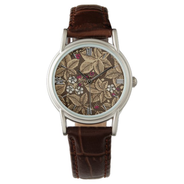 Montre Fraises et Feuilles Art Nouveau, Brown foncé (devant)