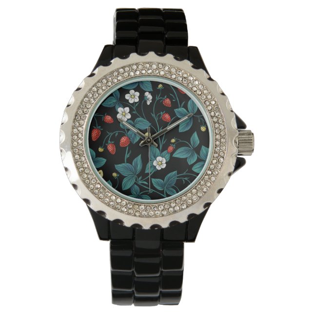 Montre Fraises sauvages rouge/jaune/bleu/noir (devant)