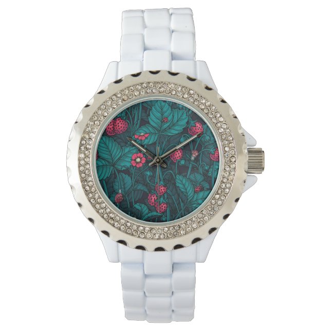 Montre Fraises sauvages, rouges et bleues (devant)