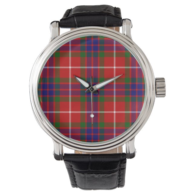Montre Fraser tartan rouge vert bleu violet plaid (devant)