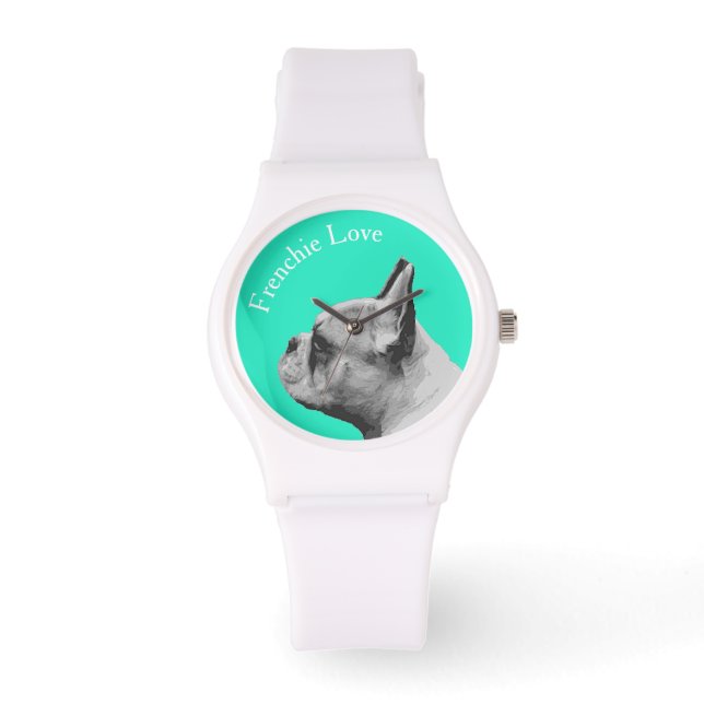 Montre Frenchie Love - French Bulldog - Turquoise (Recto)