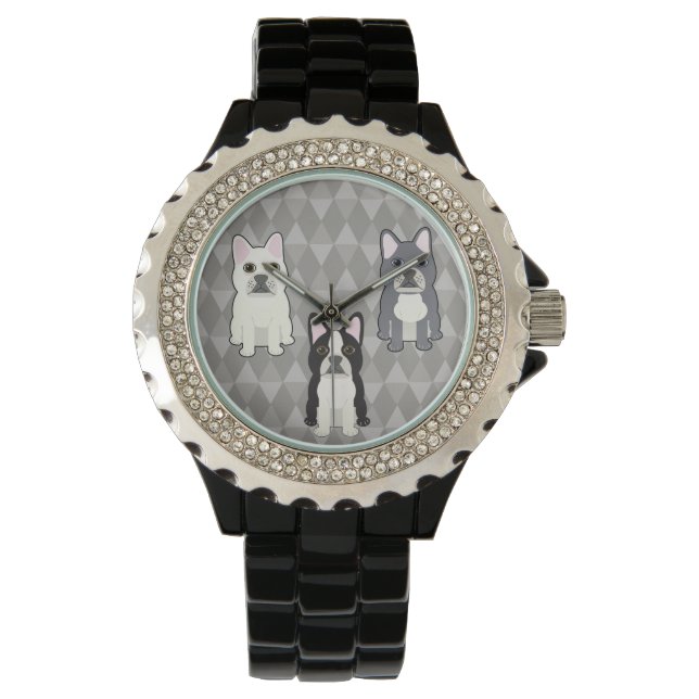 Montre Frenchies Gray Diamonds (devant)