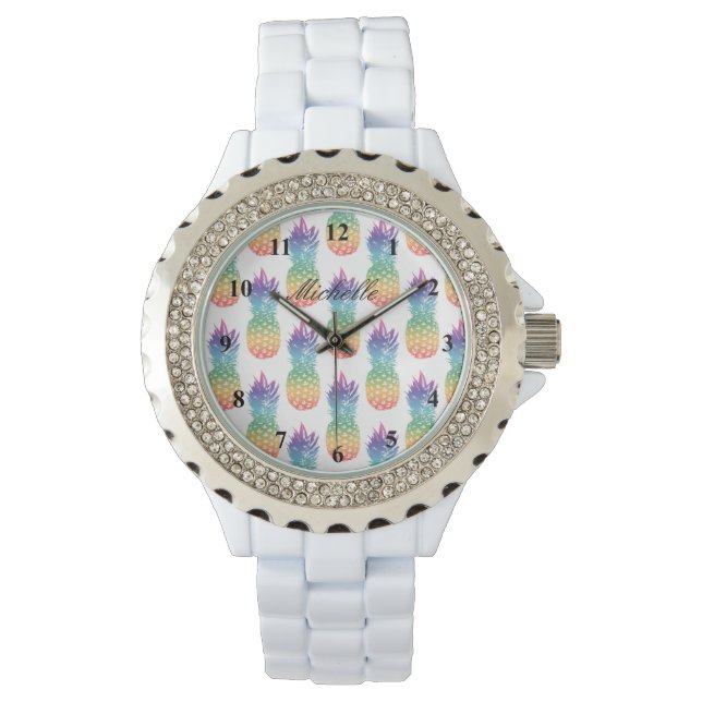 Montre Fruit d'ananas tropical motif femme (devant)