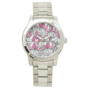 Montre Fuchsia en blanc et rose