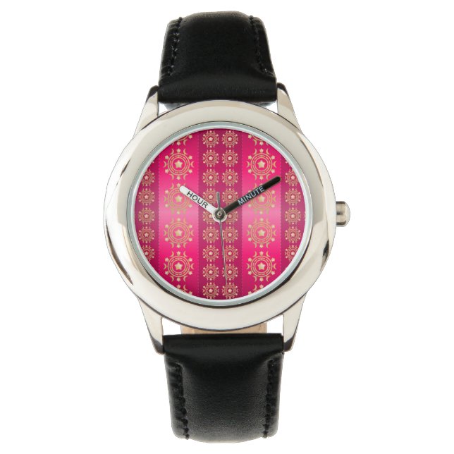 Montre Fuchsia Oriental Mandala Motif (devant)
