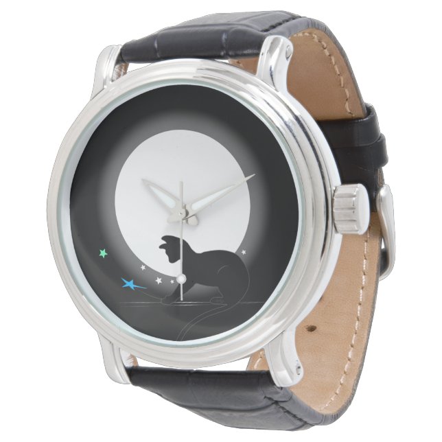 Montre Full Moon Black Cat And Stars (Incliné)