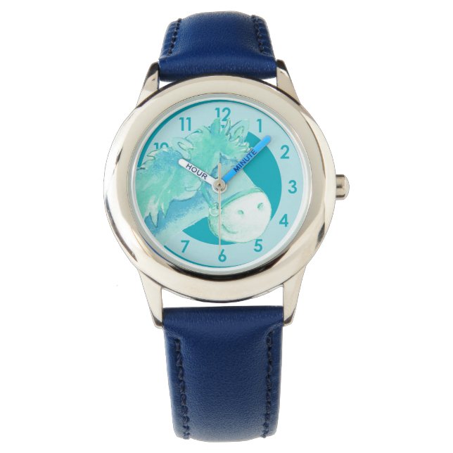 Montre Fun filles pony / cheval art aqua poignet turquois (devant)