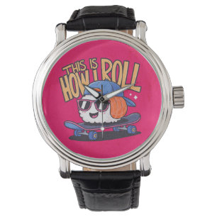 Montre Fun Kawaii Sushi sur skate