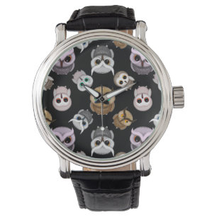 Montre Fun Owl Motif sur Black Arrière - plan