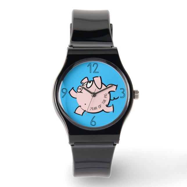 Montre Funny 6 Dessin Illustration Cochon Année Anniversa (Recto)